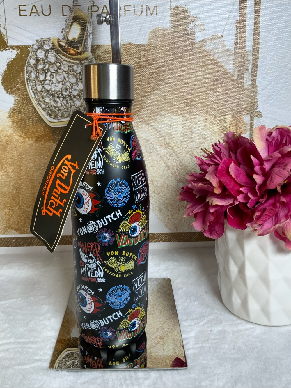 Von Dutch Black Bottle with Multicolor Logo Graphics